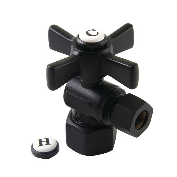 12Inch FIP x 38Inch OD Comp Angle Stop Valve, Matte Black